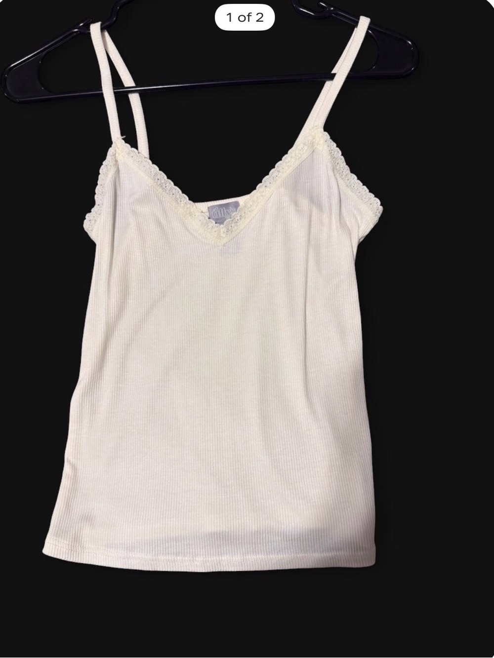 Tilly's Ivory Ribbed Lace-Trim Camisole